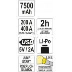 Daugiafunkcinis pakrovėjas / paleidėjas | power bank | 7500mAh (YT-83080) Daugiafunkcinis pakrovėjas / paleidėjas | power bank | 7500mAh (YT-83080)