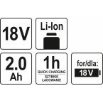 Akumuliatorius LI- ION 18V 2,0AH (YT-82842)
