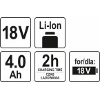 Akumuliatorius LI- ION 18V 4,0 AH (YT-82844)