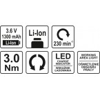 Akumuliatorinis suktukas LI-ION, 3,6V 1,3 AH (YT-82760) Akumuliatorinis suktukas LI-ION, 3,6V 1,3 AH (YT-82760)