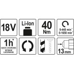 Akumuliatorinis suktukas gręžtuvas LI- ION 18V 2 greičiai, be akumuliatoriaus (YT-82781) Akumuliatorinis suktukas gręžtuvas LI- ION 18V 2 greičiai, be akumuliatoriaus (YT-82781)
