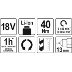 Akumuliatorinis suktukas gręžtuvas LI- ION 18V 2 greičiai, Mabuchi variklis, be akumuliatoriaus (YT-82783) Akumuliatorinis suktukas gręžtuvas LI- ION 18V 2 greičiai, Mabuchi variklis, be akumuliatoriaus (YT-82783)