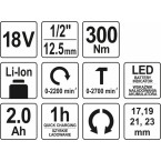 Akumuliatorinis smūginis veržliasukis 18V 1/2 300NM 2,0AH (YT-82804) Akumuliatorinis smūginis veržliasukis 18V 1/2 300NM 2,0AH (YT-82804)