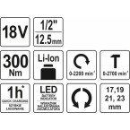 Akumuliatorinis smūginis veržliaraktis | 12,5 mm (1/2) | 18V | 300 Nm | be baterijos (YT-82805) Akumuliatorinis smūginis veržliaraktis | 12,5 mm (1/2) | 18V | 300 Nm | be baterijos (YT-82805)