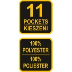 Įrankių dėklas su diržu ir 11 kišenių, 2 metaliniai laikikliai (78751)