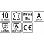 Suvirinimo pirštinės visiems suvirinimo darbams MIG/MAG, MMA ir TIG (YT-74824)