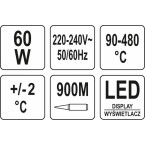 Litavimo stotelė su skaitmeniniu LED ekranu | 900 mm | 60 W (YT-82460)