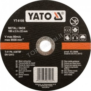 Nerūdyjančio plieno pjovimo diskas 125x1,2x22 mm (YT-6103) Nerūdyjančio plieno pjovimo diskas 125x1,2x22 mm (YT-6103)