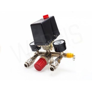 Reguliatorius kompresoriui su slėgio jungikliu ir manometrais | 380V (SK10679) Reguliatorius kompresoriui su slėgio jungikliu ir manometrais | 380V (SK10679)