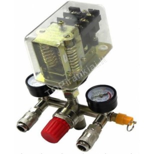 Reguliatorius kompresoriui su slėgio jungikliu ir manometrais | 380V (SK10679B) Reguliatorius kompresoriui su slėgio jungikliu ir manometrais | 380V (SK10679B)