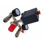Reguliatorius kompresoriui su slėgio jungikliu ir manometrais | 230V (SK10681) Reguliatorius kompresoriui su slėgio jungikliu ir manometrais | 230V (SK10681)