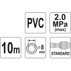 Oro žarna su antgaliais 8mm x 10m, PVC (YT-24220)