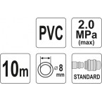 Oro žarna su antgaliais 8mm x 10m, PVC (YT-24220) Oro žarna su antgaliais 8mm x 10m, PVC (YT-24220)
