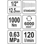 Pneumatinis smūginis veržliasukis | 12.5 mm (1/2) | 1000 Nm (YT-09528) Pneumatinis smūginis veržliasukis | 12.5 mm (1/2) | 1000 Nm (YT-09528)