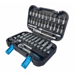 Galvučių su terkšle rinkinys Cr-V, 1/4, 56 vnt. (KR141056) Galvučių su terkšle rinkinys Cr-V, 1/4, 56 vnt. (KR141056)