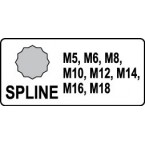 Smūginių antgalių rinkinys Spline, M5-M18, 1/2 (YT-1069)