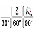 Magnetiniai laikikliai suvirinimo darbams | Tipas L | 32 kg / 2 vnt. (YT-08723) Magnetiniai laikikliai suvirinimo darbams | Tipas L | 32 kg / 2 vnt. (YT-08723)