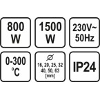 Plastikinių vamzdžių (PVC) suvirinimo aparatas 0-300C, su rinkiniu (78910)