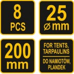 Elastinių kilpų rinkinys tentams | su bumbulu | 200 mm / 8 vnt. (85180) Elastinių kilpų rinkinys tentams | su bumbulu | 200 mm / 8 vnt. (85180)