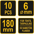 Metaliniai smeigtukai / kabliukai tento tvirtinimui | 180 mm | 10 vnt. (85185) Metaliniai smeigtukai / kabliukai tento tvirtinimui | 180 mm | 10 vnt. (85185)